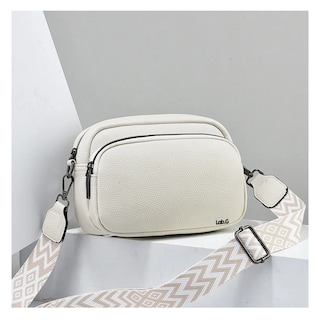 Foto 3 | Bolso De Moda De Piel Blanda Y Correas Lab.g Blanco