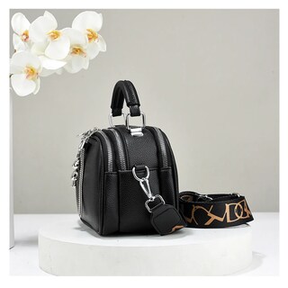 Foto 2 | Bolso De Mujer De Varios Pisos Piel Belug, Negro