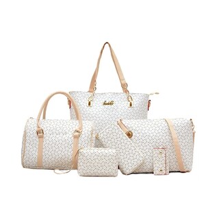 Foto 1 | Set 6 Bolsas Mujer Cartera Estampada Moda Dama Cosmetiquera Marron