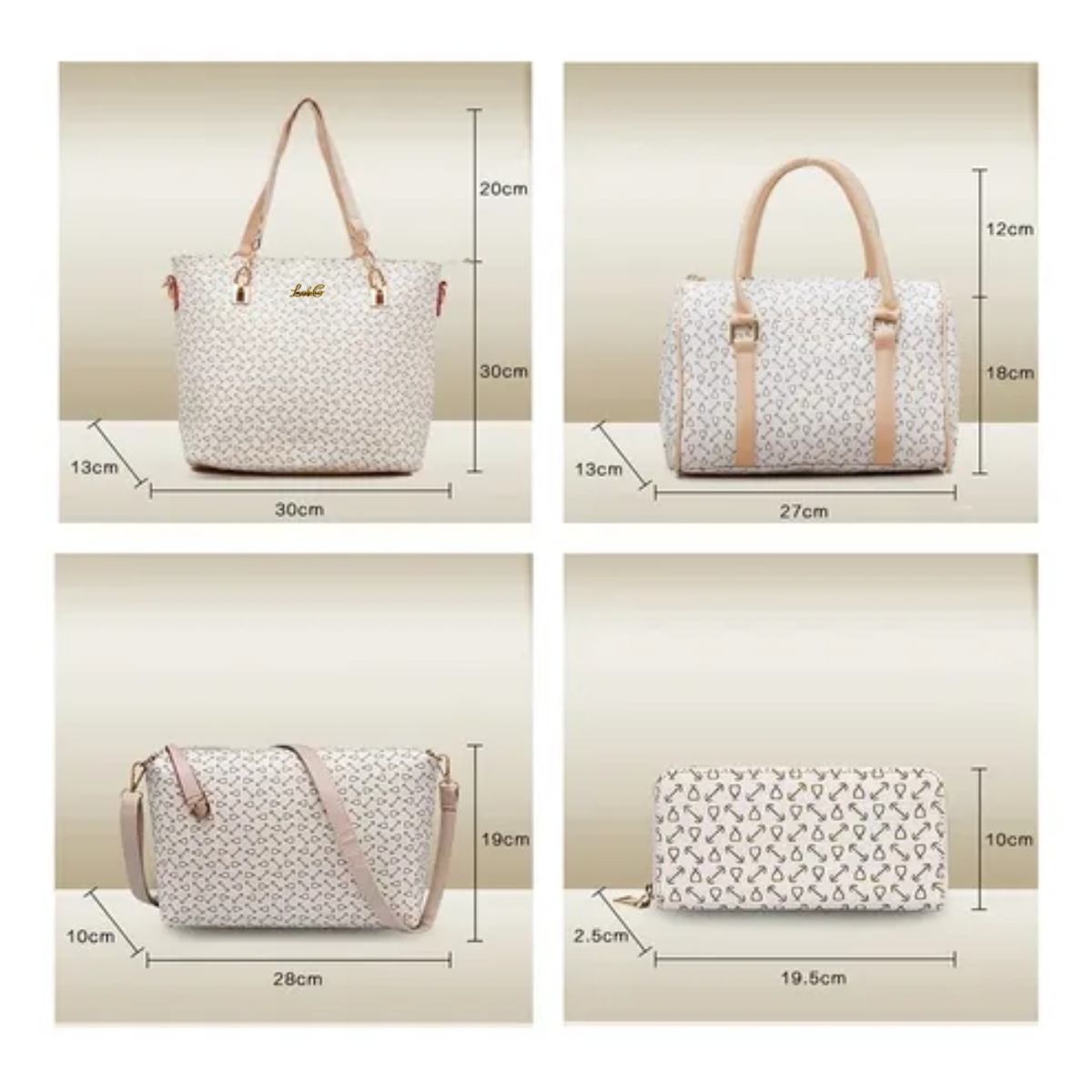 Foto 3 pulgar | Set 6 Bolsas Mujer Cartera Estampada Moda Dama Cosmetiquera Marron