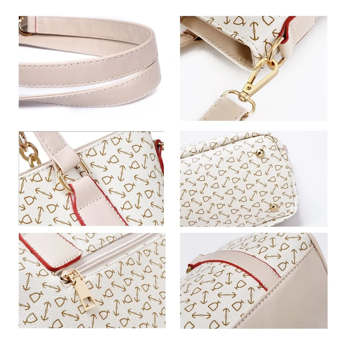 Foto 4 pulgar | Set 6 Bolsas Mujer Cartera Estampada Moda Dama Cosmetiquera Marron
