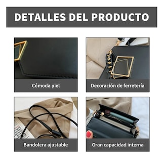 Foto 2 | Bolsa De Hombro Cuero Pu Crossbody Versátil Moda Cadena Lab.g, Negro