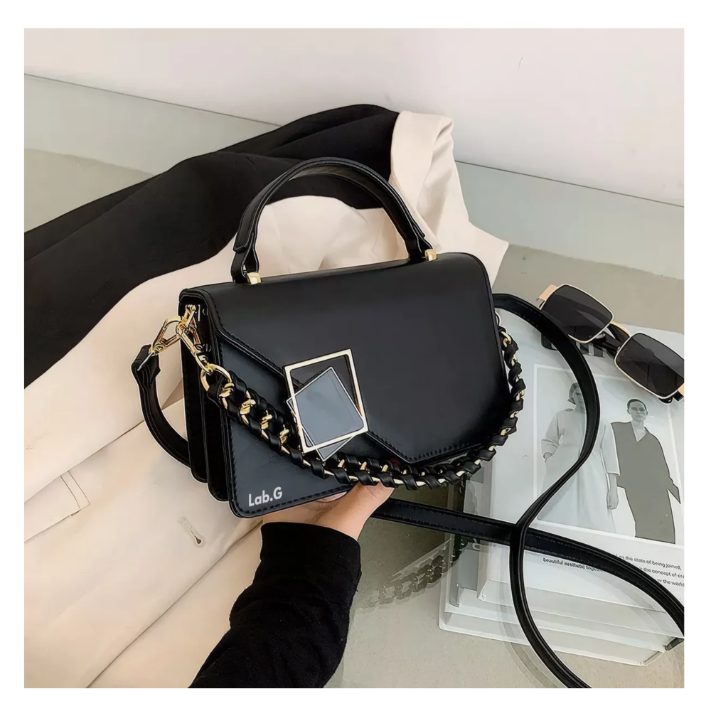 Foto 5 | Bolsa De Hombro Cuero Pu Crossbody Versátil Moda Cadena  Lab.g, Negro