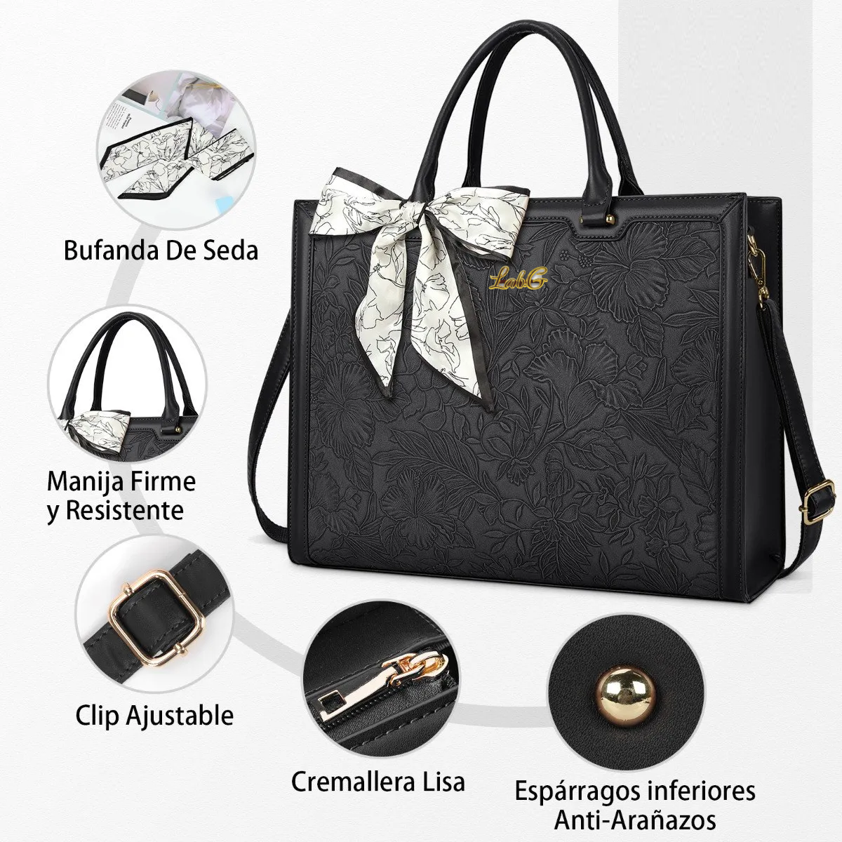 Foto 2 | Bolsa Elegante Para Mujer Moderna Lab.g Negro