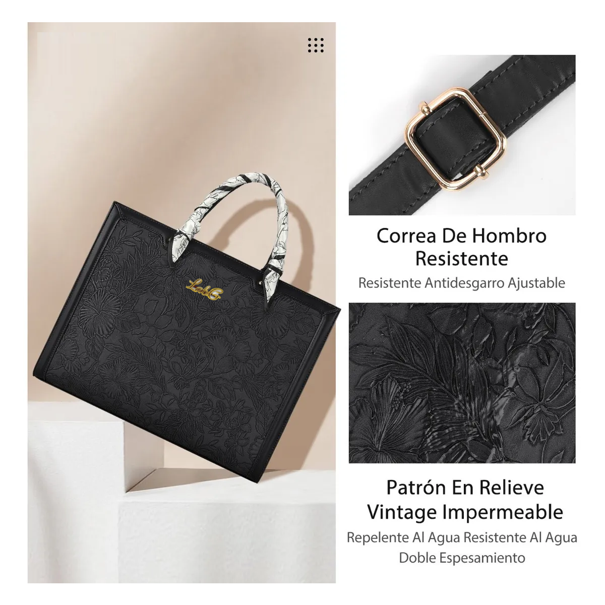 Foto 3 | Bolsa Elegante Para Mujer Moderna Lab.g Negro