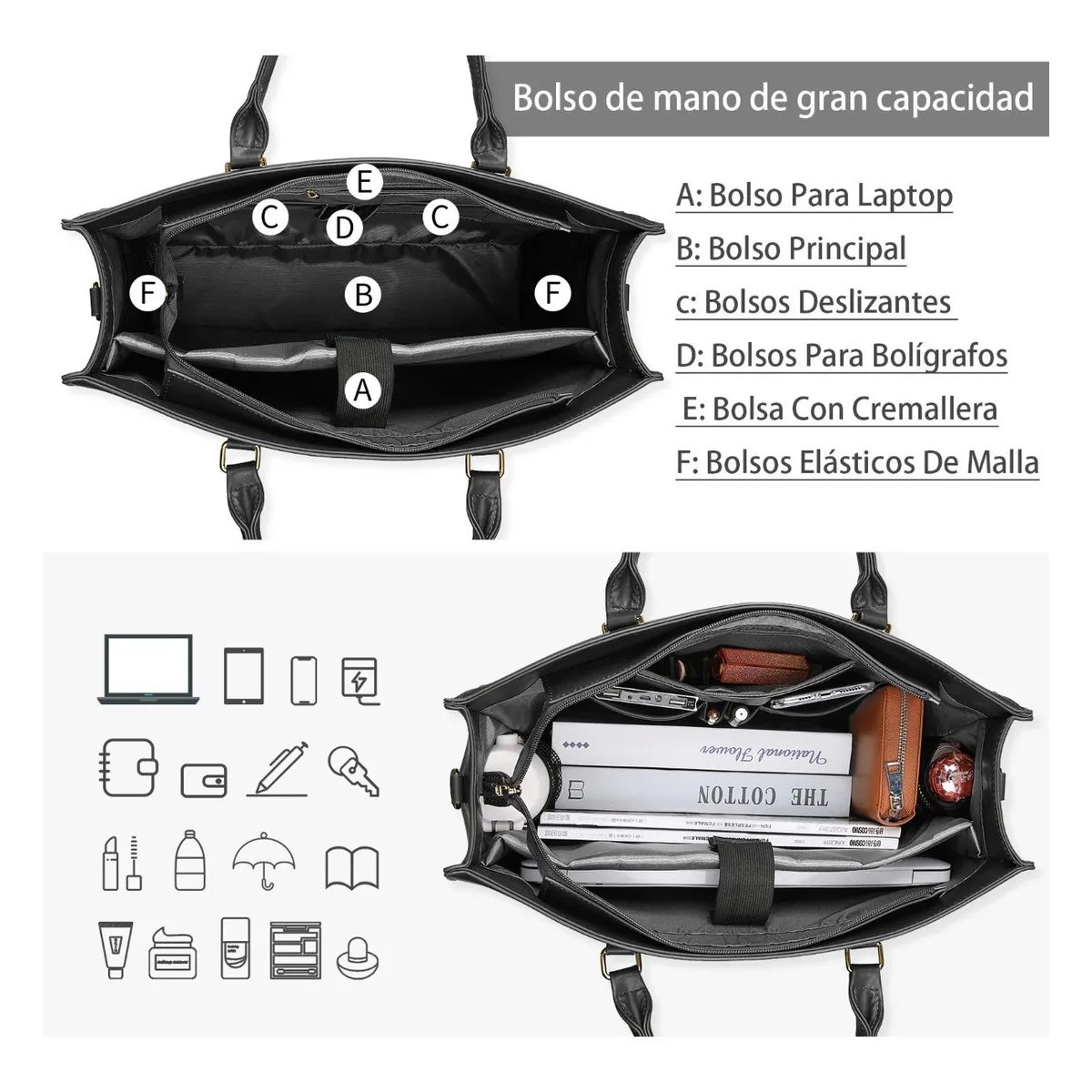 Foto 5 | Bolsa Elegante Para Mujer Moderna Lab.g Negro