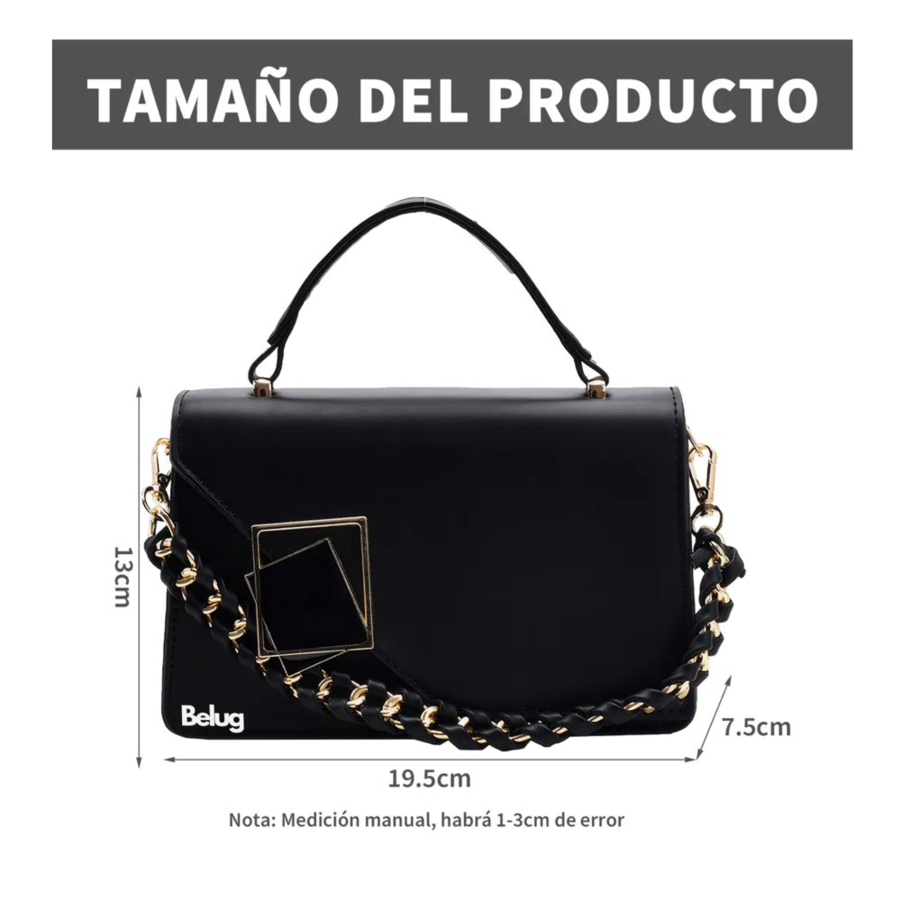 Foto 5 pulgar | Bolsa De Hombro Cuero Pu Crossbody Versátil Moda Cadena  Belug, Negro