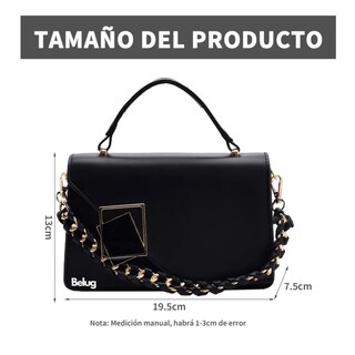 Foto 4 | Bolsa De Hombro Cuero Pu Crossbody Versátil Moda Cadena Belug, Negro