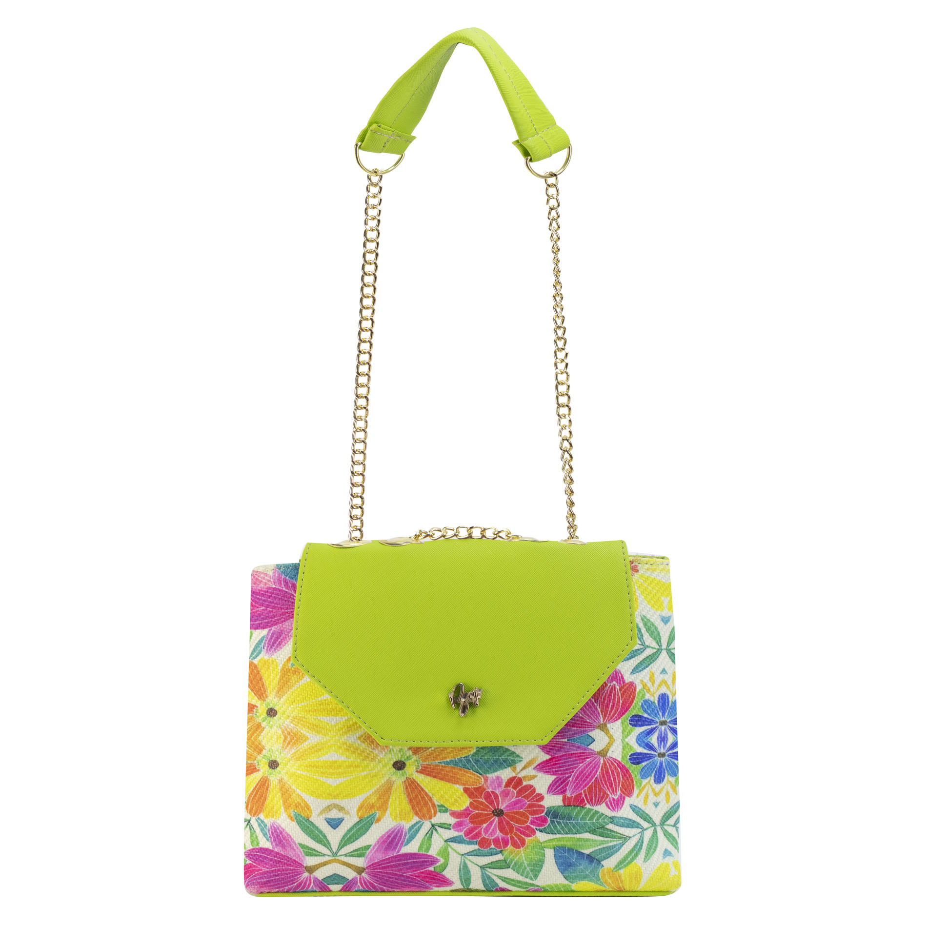Foto 1 | Mariconera Para Dama Verde Manzana Yute Floral Textil/sintetico Briana Nueva Imagen
