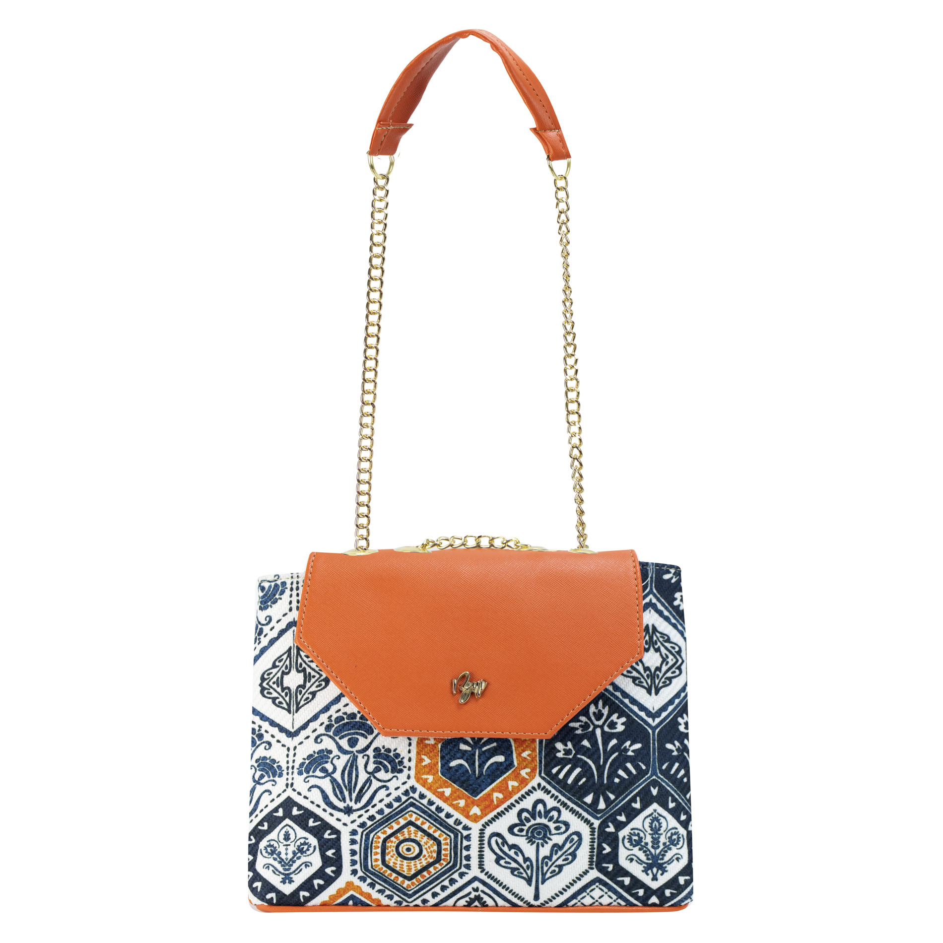 Foto 1 | Mariconera Para Dama Naranja Yute Poligono Textil/sintetico Briana Nueva Imagen