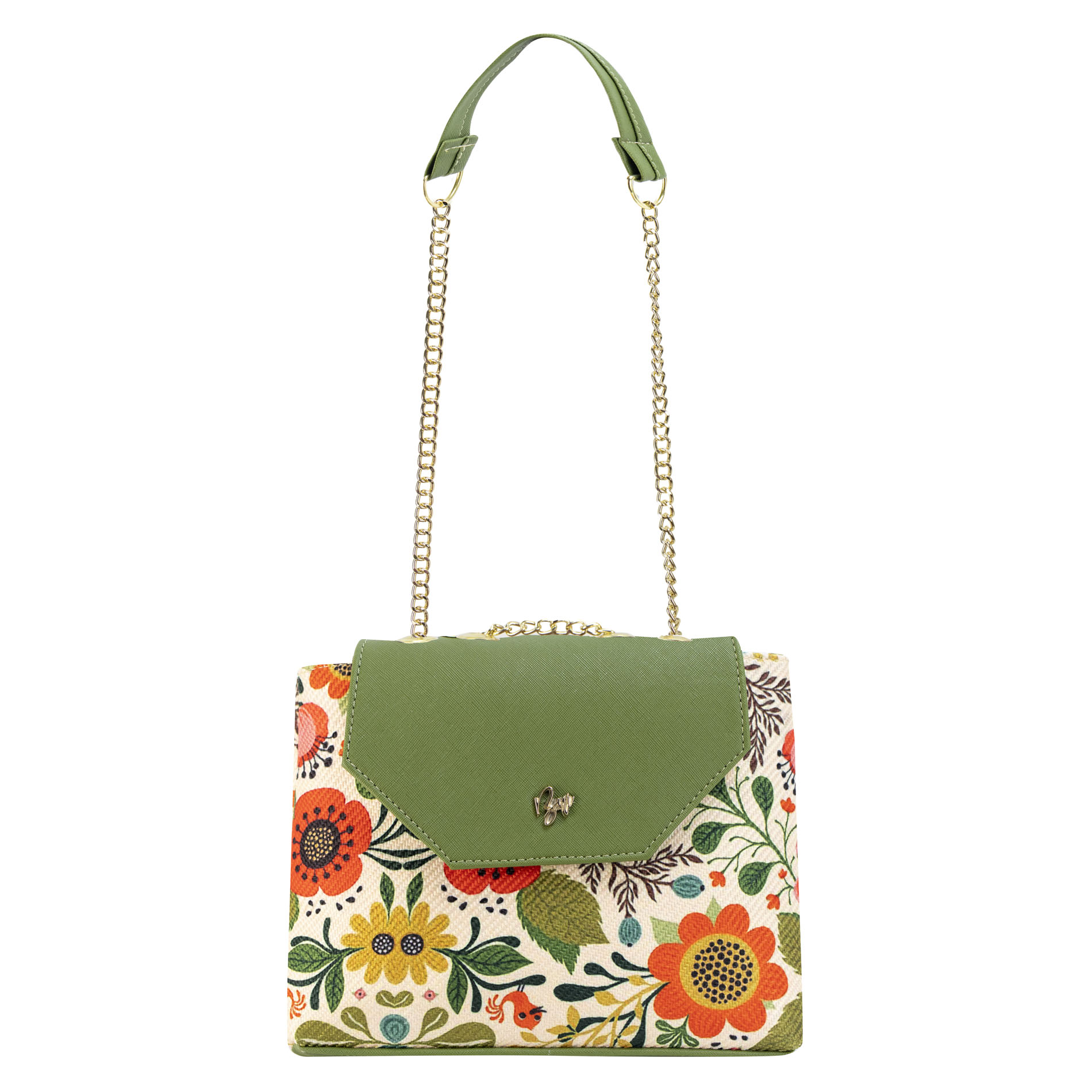 Foto 1 | Mariconera Para Dama Verde Olivo Yute Floral Textil/sintetico Briana Nueva Imagen