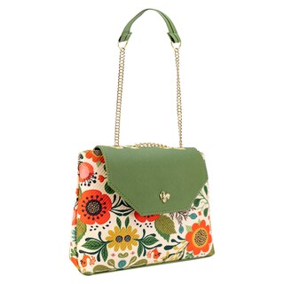 Foto 2 | Mariconera Para Dama Verde Olivo Yute Floral Textil/sintetico Briana Nueva Imagen