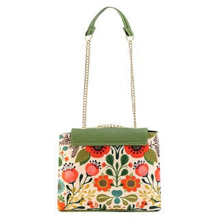 Foto 3 | Mariconera Para Dama Verde Olivo Yute Floral Textil/sintetico Briana Nueva Imagen