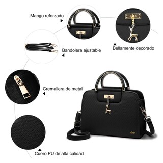 Foto 3 | Bolsa Para Mujer Crossbody con Venadito Lab.G Negro