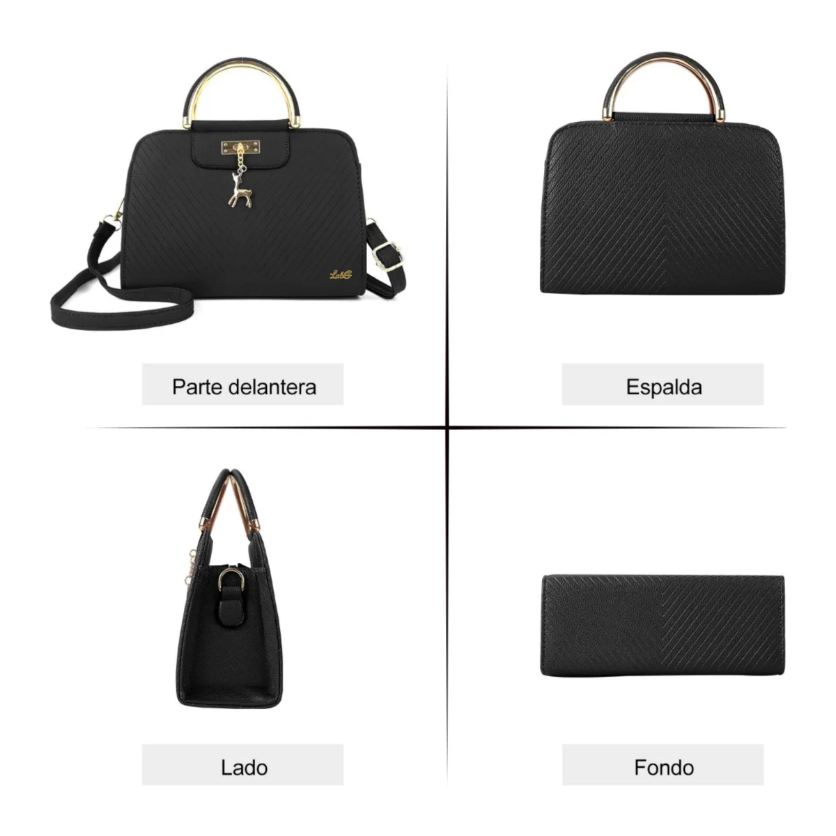 Foto 5 pulgar | Bolsa Para Mujer Crossbody  con Venadito Lab.G Negro