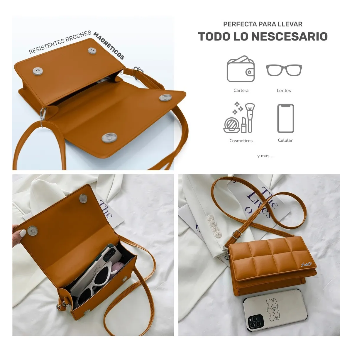 Foto 2 | Bolsa Crossbody Mensajera Dama Moda Mujer Lab.g Marrón
