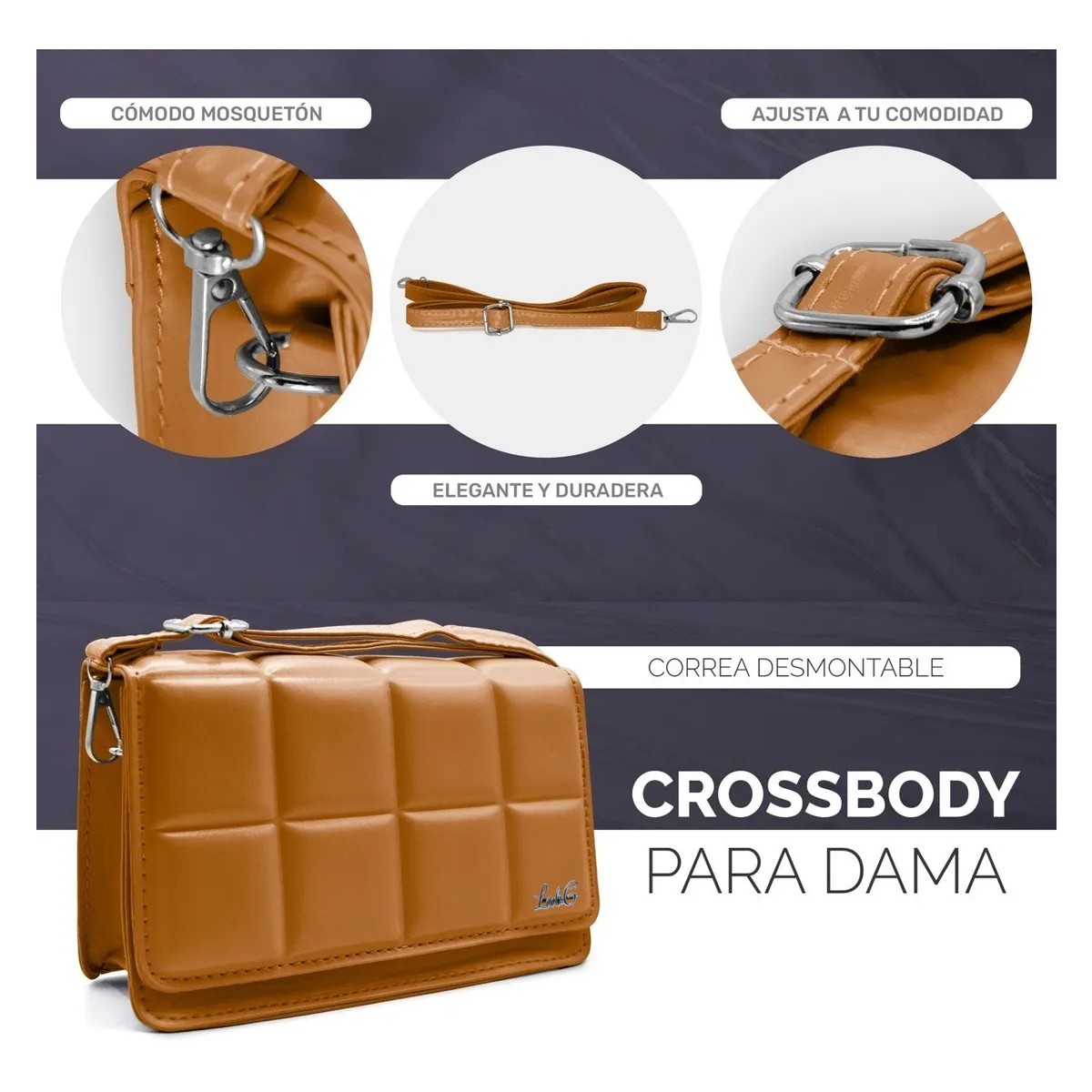 Foto 5 pulgar | Bolsa Crossbody Mensajera Dama Moda Mujer Lab.g Marrón