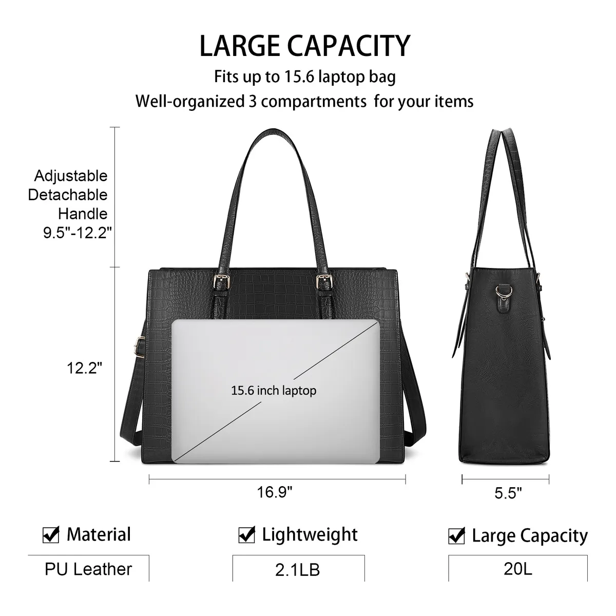 Foto 4 pulgar | Bolsa Lab.g Para Portátil Para Mujer Con Clase Bolsa De Oficina Negro