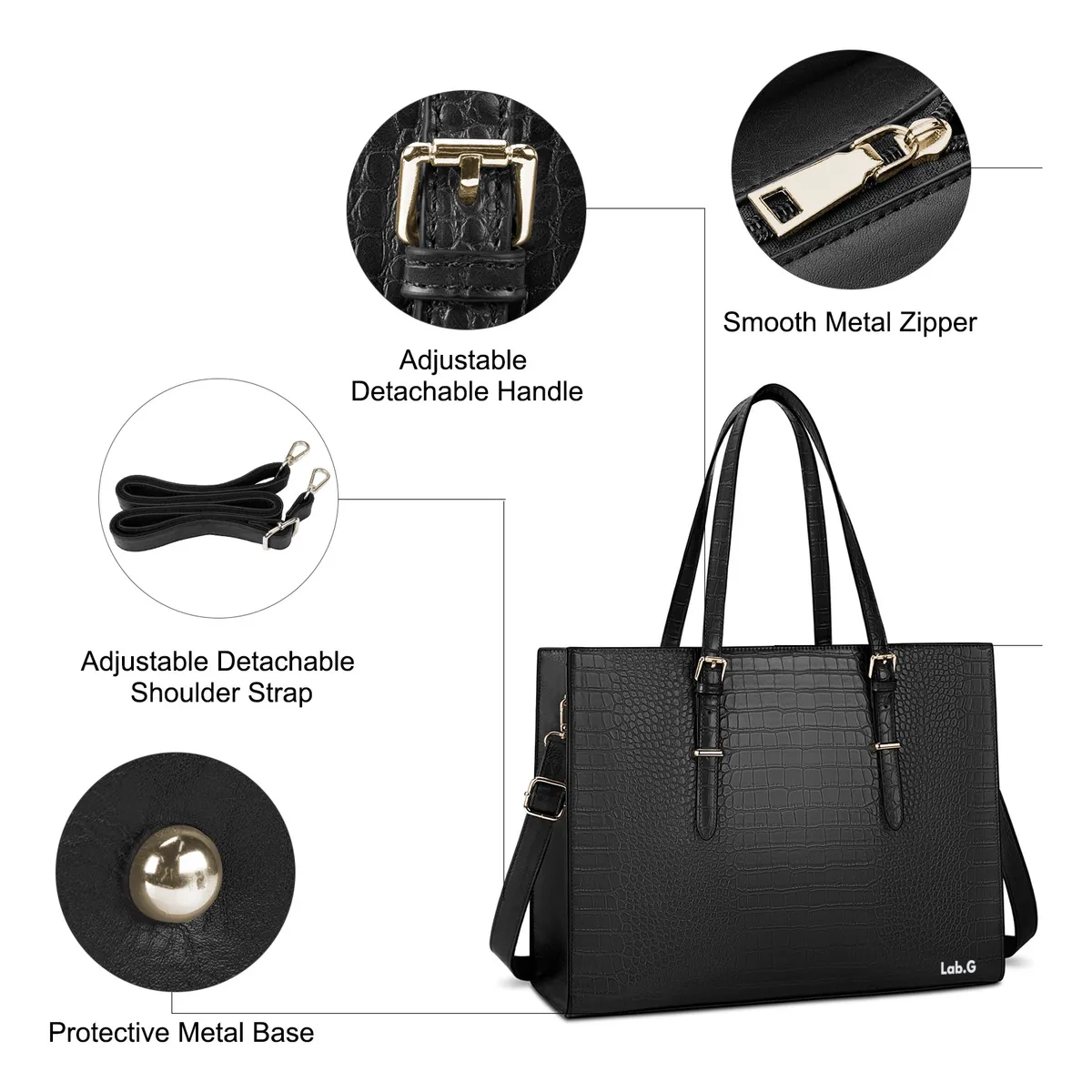 Foto 5 pulgar | Bolsa Lab.g Para Portátil Para Mujer Con Clase Bolsa De Oficina Negro