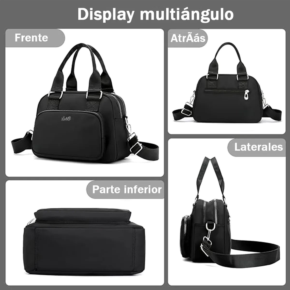 Foto 5 | Bolso De Nailon Gran Capacidad Impermeable Moda Para Mujer Lab.g Negro