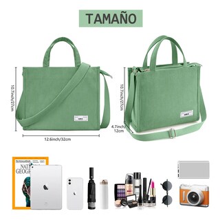 Foto 2 | Bolso Lab.g De Moda Cercanías Para Mujer Bolso De Pana Casual Verde