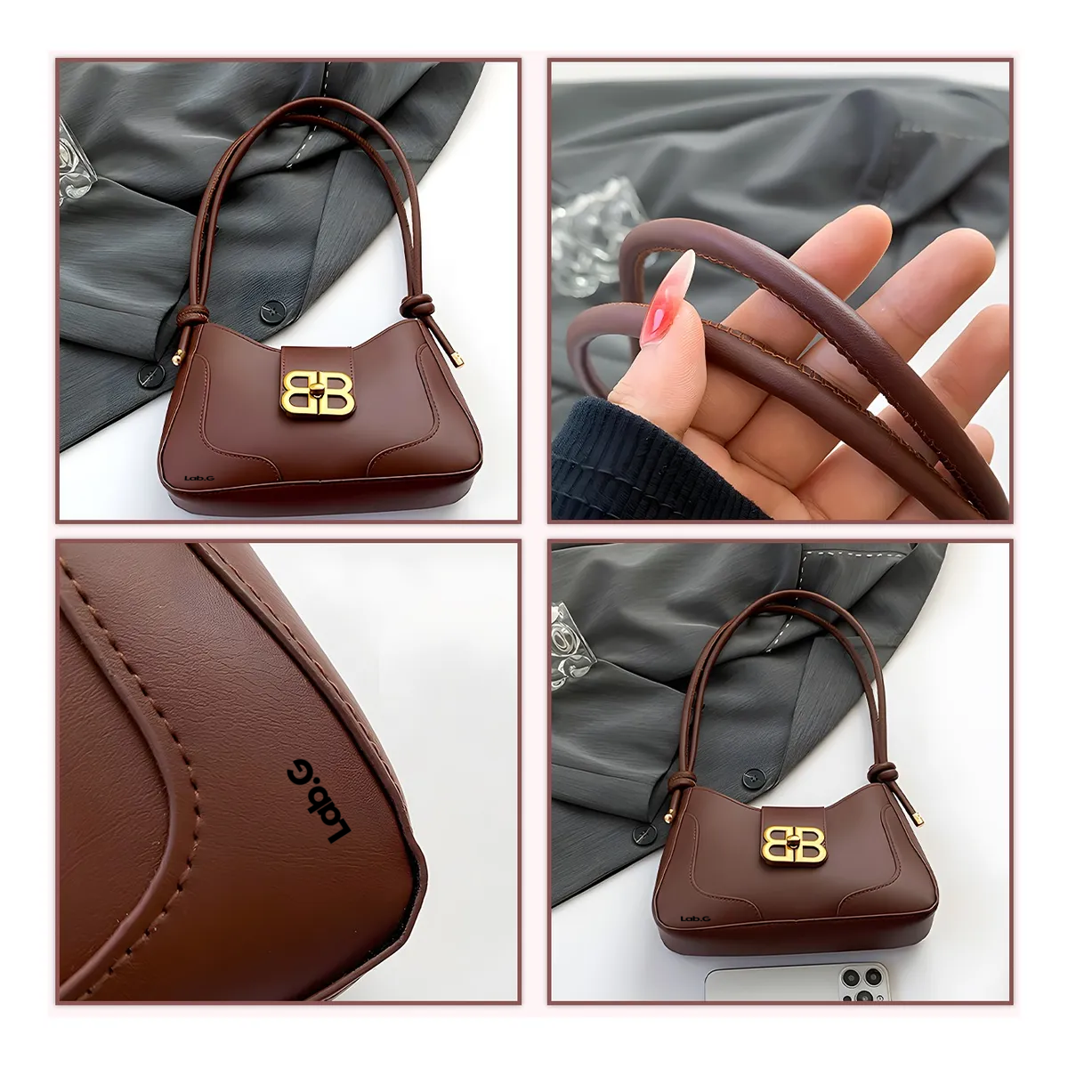 Foto 4 pulgar | Bolsas Lab.g Elegantes Para Mujer Cruzado Marron Oscuro