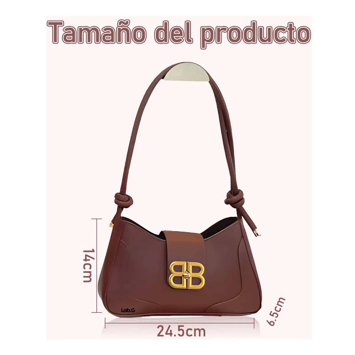Foto 5 pulgar | Bolsas Lab.g Elegantes Para Mujer Cruzado Marron Oscuro