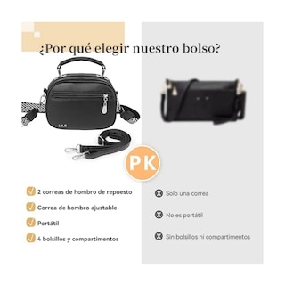 Foto 2 | Mujer Bolso De Hombro Lab.g Popular Con 2 Correas Para Hombros Negro Correa Negro Blanco