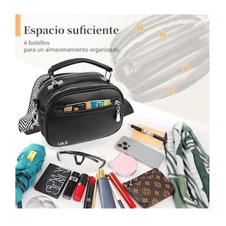 Foto 3 | Mujer Bolso De Hombro Lab.g Popular Con 2 Correas Para Hombros Negro Correa Negro Blanco