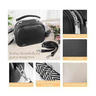 Foto 4 | Mujer Bolso De Hombro Lab.g Popular Con 2 Correas Para Hombros Negro Correa Negro Blanco