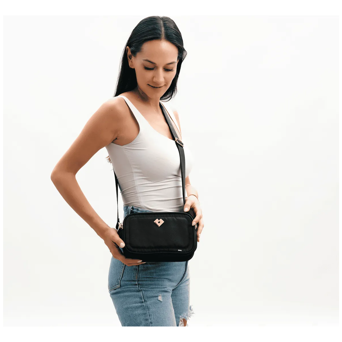Foto 5 pulgar | Bolsa Mujer Crossbody Belug Bandolera De Mano Negro Detalles Dorado