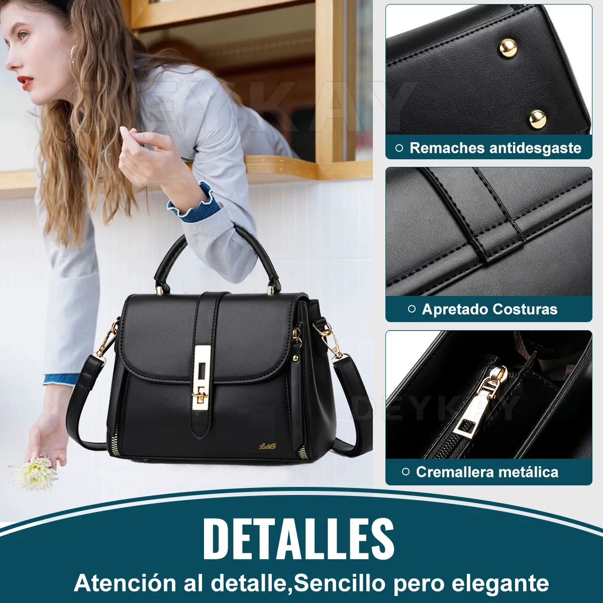 Foto 2 | Bolsa Mujer Impermeable Crossbody Bandolera Lab.g Negro