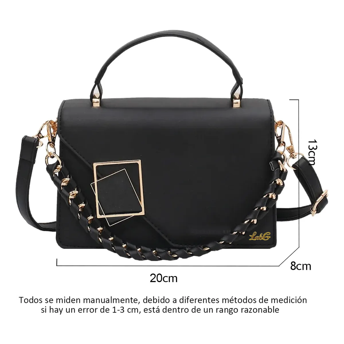 Foto 3 pulgar | Bolsa De Hombro Elegante Crossbody De Dama Con Cadena Lab.g Negro