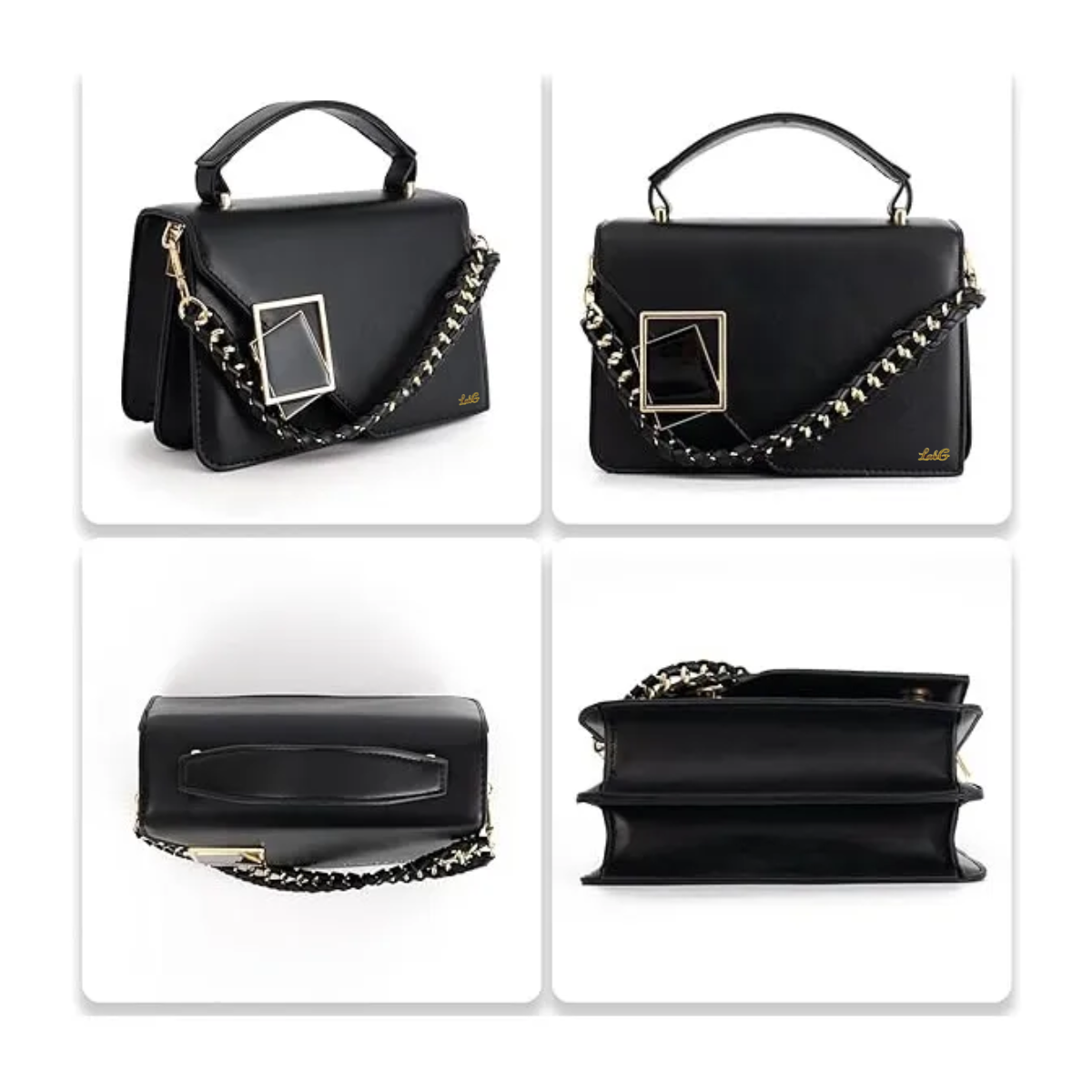 Foto 5 pulgar | Bolsa De Hombro Elegante Crossbody De Dama Con Cadena Lab.g Negro