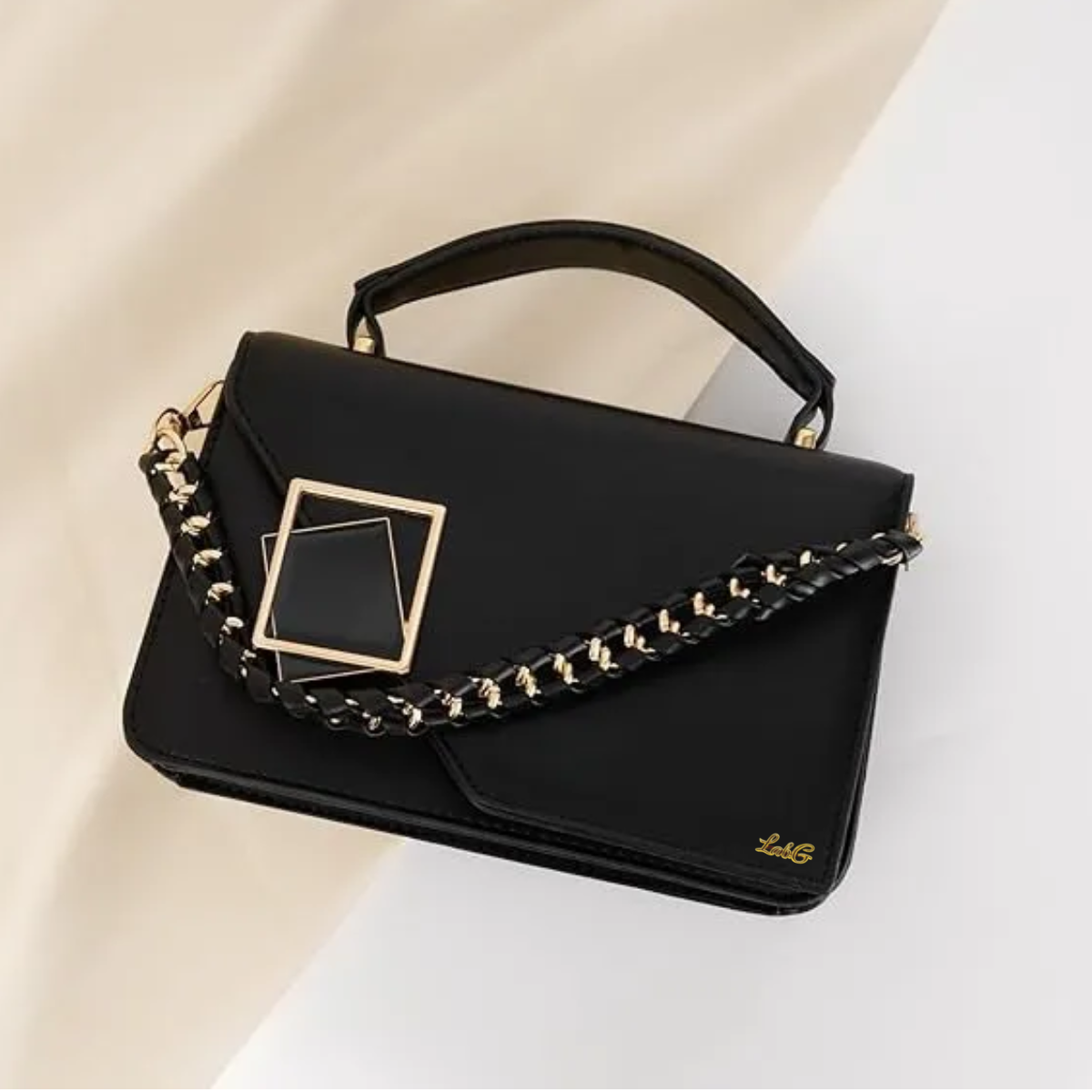 Foto 6 pulgar | Bolsa De Hombro Elegante Crossbody De Dama Con Cadena Lab.g Negro