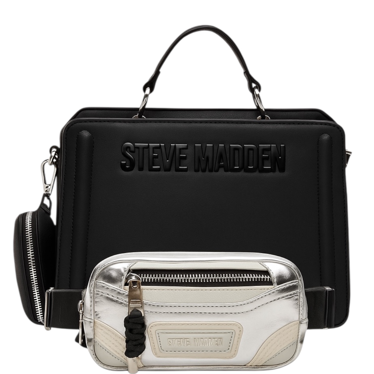 Foto 2 pulgar | Bolsa Steve Madden Bevelyn Black + Cangurera Bmadrid Plata