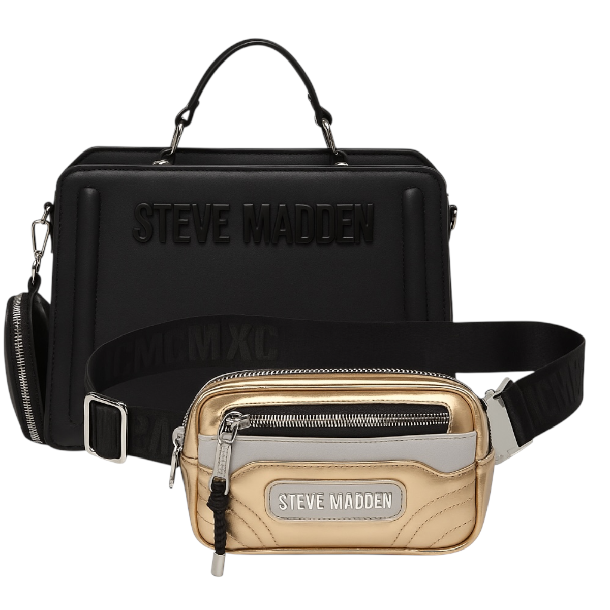 Foto 2 pulgar | Bolsa Steve Madden Bevelyn Black + Cangurera Bmadrid Dorada