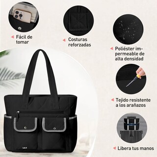Foto 4 | Bolsas Lab.g Para Dama Múltiples Bolsillos Tela Lisa Negro