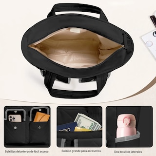 Foto 3 | Bolsas Belug Para Dama Múltiples Bolsillos Tela Lisa Negro