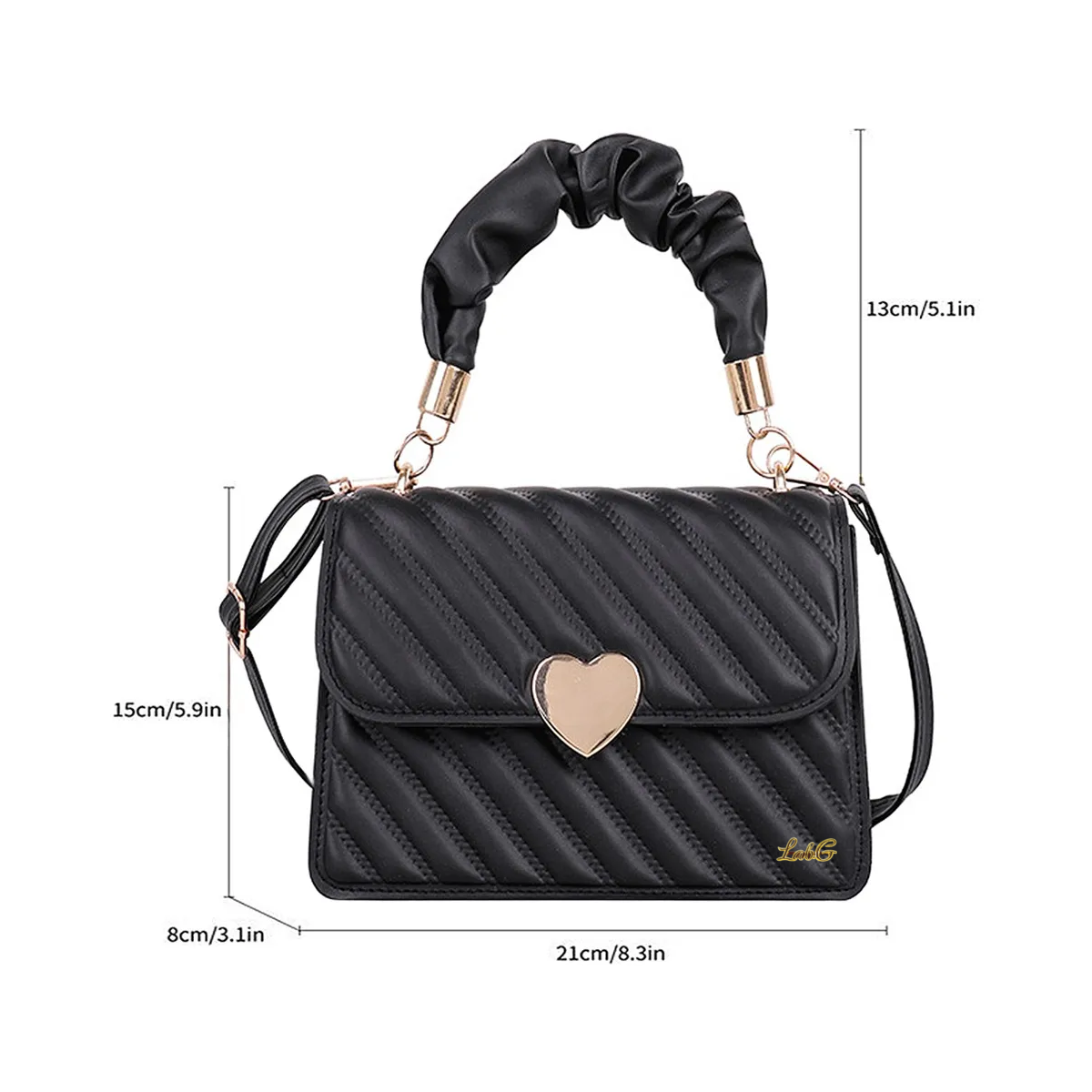 Foto 5 | Bolso De Mano De Corazon Lab.g Negra