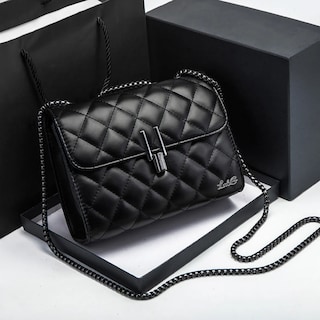 Foto 2 | Bolso Bandolera De Un Hombro Con Cadena De Metal Para Mujer Lab.g Negro