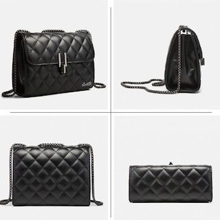 Foto 4 | Bolso Bandolera De Un Hombro Con Cadena De Metal Para Mujer Lab.g Negro