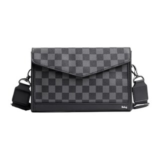 Foto 1 | Bolsa Bandolera Belug Elegante De Pu A Cuadros Para Hombre Gris Negro Cuadritos