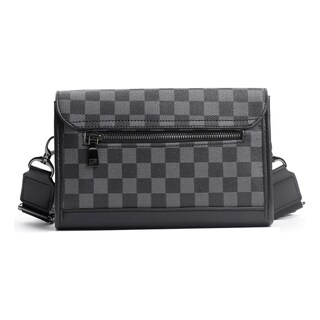Foto 2 | Bolsa Bandolera Belug Elegante De Pu A Cuadros Para Hombre Gris Negro Cuadritos