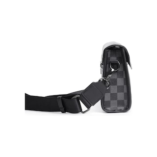 Foto 4 | Bolsa Bandolera Belug Elegante De Pu A Cuadros Para Hombre Gris Negro Cuadritos