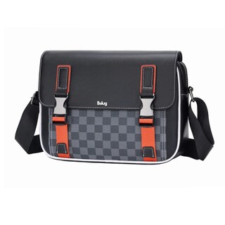 Foto 1 | Bolso Bandolera Belug A Cuadros De Moda De Gran Capacidad Negro Cuadritos Detalles Naranjas