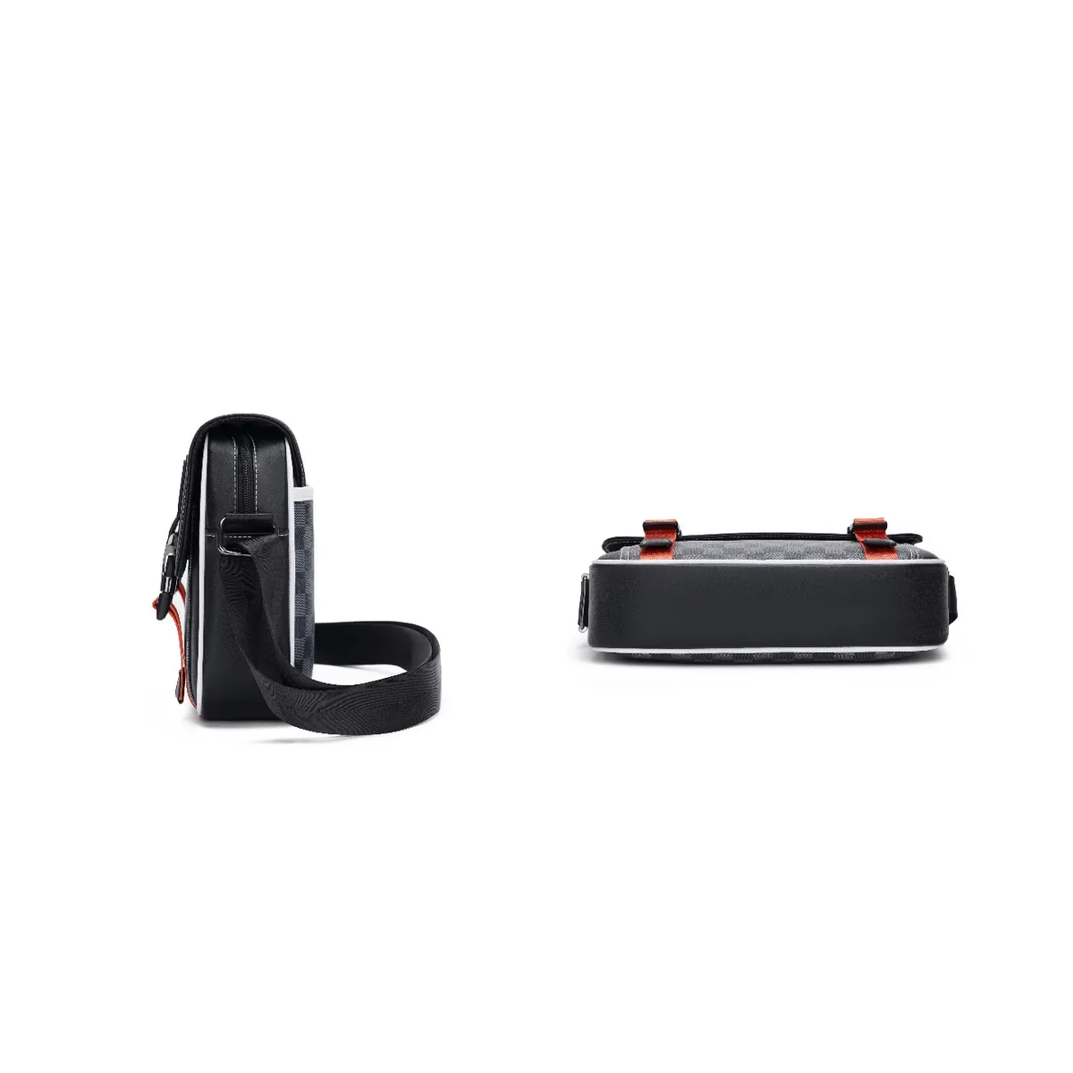 Foto 4 pulgar | Bolso Bandolera Belug A Cuadros De Moda De Gran Capacidad Negro Cuadritos Detalles Naranjas