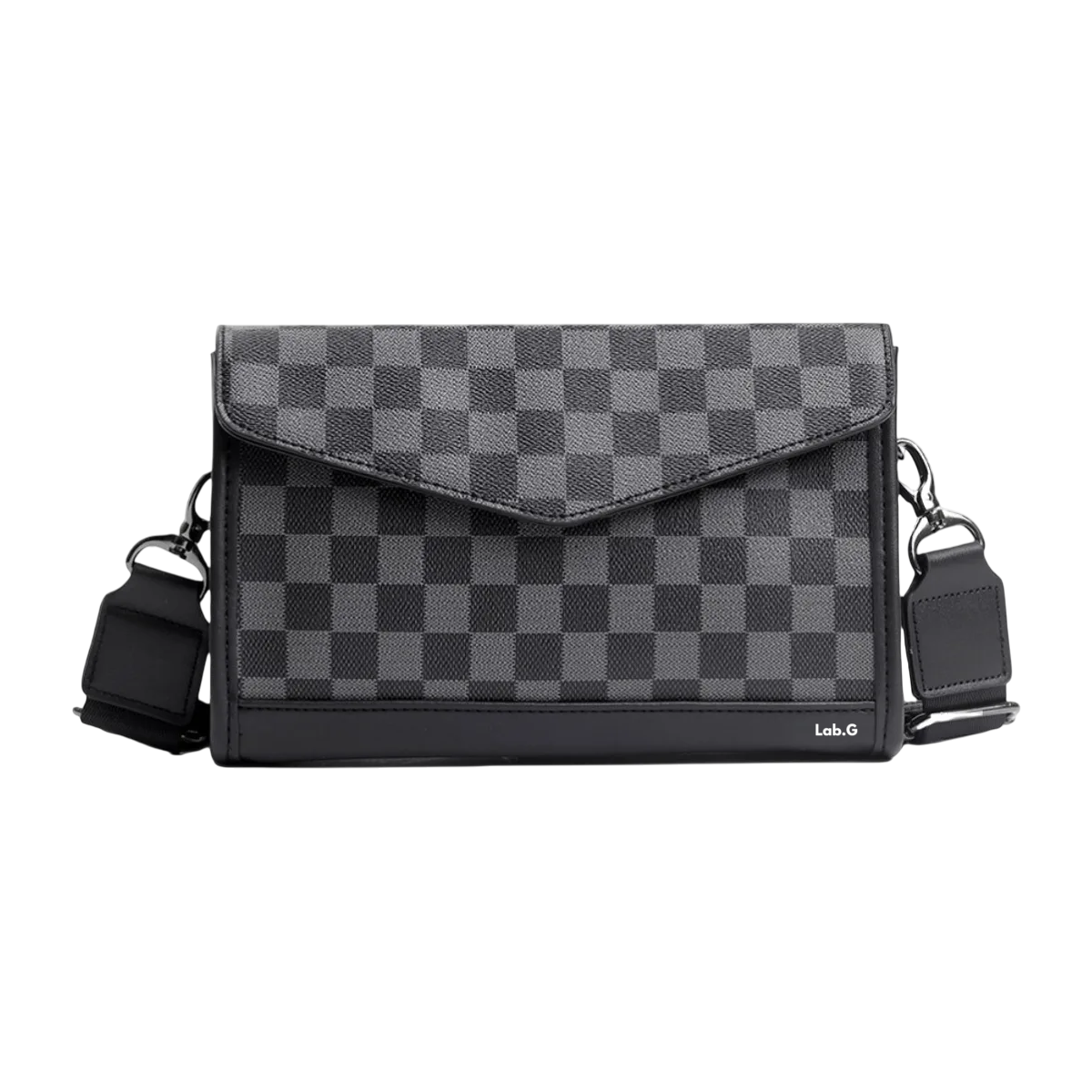 Foto 2 pulgar | Bolsa Bandolera Lab.g  Elegante De Pu A Cuadros Para Hombre Gris Negro Cuadritos