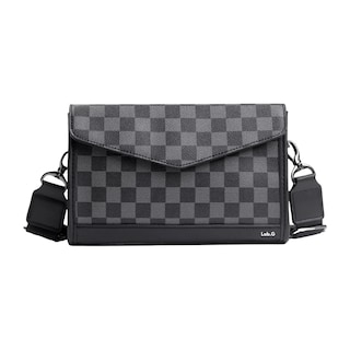 Foto 1 | Bolsa Bandolera Lab.g Elegante De Pu A Cuadros Para Hombre Gris Negro Cuadritos