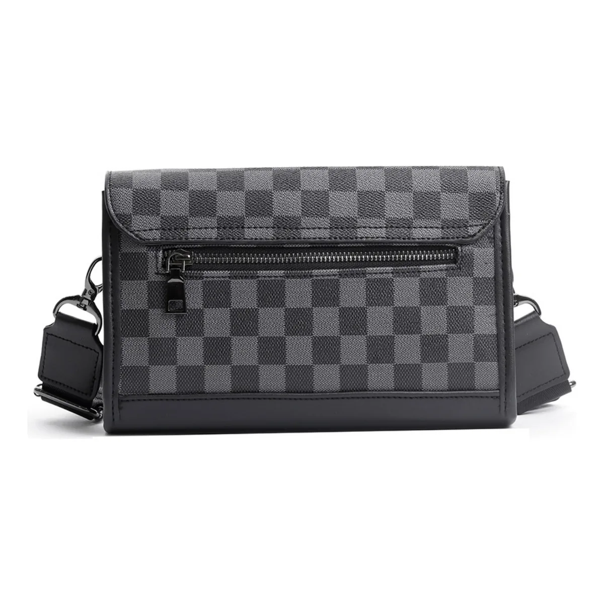 Foto 3 pulgar | Bolsa Bandolera Lab.g  Elegante De Pu A Cuadros Para Hombre Gris Negro Cuadritos